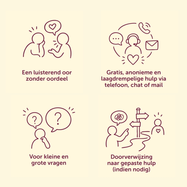 Acht hulplijnen aan het woord